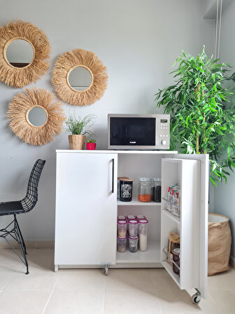Erzak Dolabı 2 Kapaklı 90 cm Çok Amaçlı Dolap Beyaz