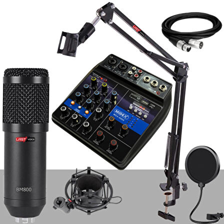 Lastvoice BM800 Mikrofon Phantomlu Mikser + Stand + Shock Mount Set