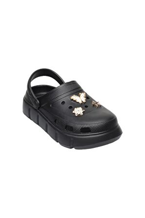 Yüksek Taban Taşlı Comfort Kadın Sandalet SİYAH