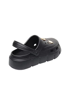 Yüksek Taban Taşlı Comfort Kadın Sandalet SİYAH