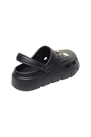 Yüksek Taban Taşlı Comfort Kadın Sandalet SİYAH