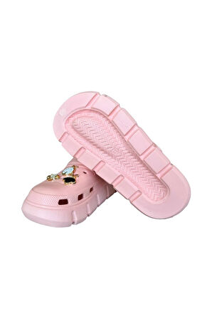 Yüksek Taban Taşlı Comfort Kadın Sandalet PUDRA