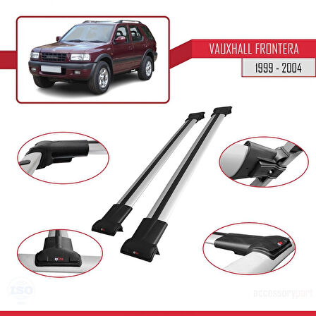 Vauxhall Frontera 2 1999-2004 Arası ile Uyumlu FLY Model Ara Atkı Tavan Barı Gri 2 Adet