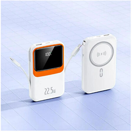 Ozmik QC01 22.5w Mini Powerbank Lightning ve Type-C 12000mah şarj Hızlı Şarj Kablosuz Şarj Cihazı