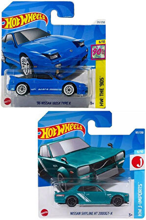 2 Araç Hot Wheels Set - Nissan Skyline HT 2000GT-X & '96 Nissan 180SX Type X (1/64)