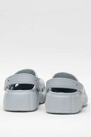 Yüksek Taban Taşlı Rahat Comfort Kadın Sandalet GRİ