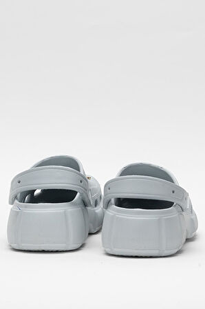 Yüksek Taban Taşlı Rahat Comfort Kadın Sandalet GRİ