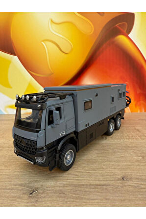 Sesli Aksesuarlı Karavan Oyun Seti Oyuncak Mercedes Model Komple Metal Motorlu Tır Kamyon Karavan