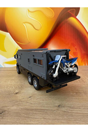 Sesli Aksesuarlı Karavan Oyun Seti Oyuncak Mercedes Model Komple Metal Motorlu Tır Kamyon Karavan