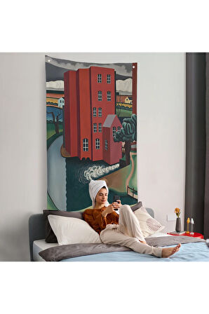 Auguste Herbin - Kırmızı Ev Duvar Örtüsü -The Red House-7347