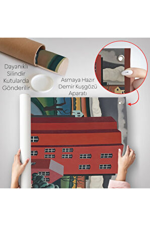 Auguste Herbin - Kırmızı Ev Duvar Örtüsü -The Red House-7347