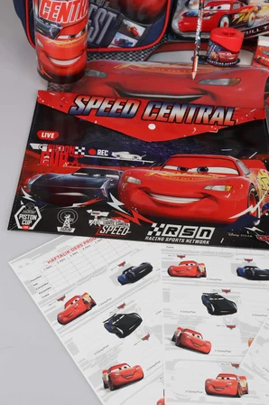 x Dekomus Lisanslı Cars Kırtasiye Okul Seti Okul, Beslenme Ve Kalem Çantası,Matara, Beslenme Kabı