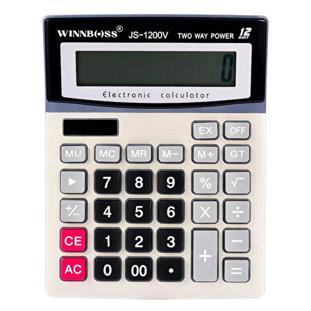 İpek Yıldızı® 12 Haneli Geniş LCD Ekran, Pilli Büyük Düğmeli Hesap Makinesi