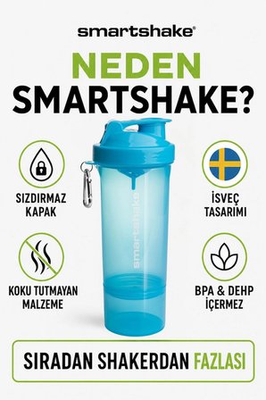 Smartshake Slim Serisi 500 ml Neon Mavi Protein Shaker