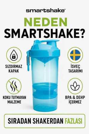 smartshake original2go serisi 600 ml neon mavi protein shaker