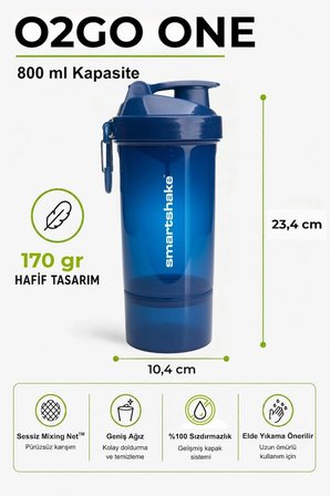 Smartshake Original2Go One Serisi 800 ml Navy Mavi Protein Shaker
