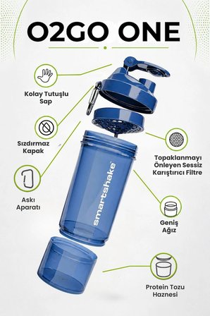Smartshake Original2Go One Serisi 800 ml Navy Mavi Protein Shaker