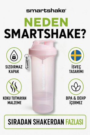 Smartshake Slim Serisi 500 ml Pamuk Pembe Protein Shaker