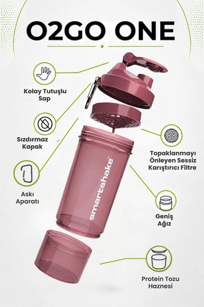 Smartshake Original2Go One Serisi 800 ml Deep Rose Pembe Protein Shaker