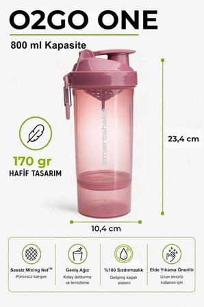 Smartshake Original2Go One Serisi 800 ml Deep Rose Pembe Protein Shaker
