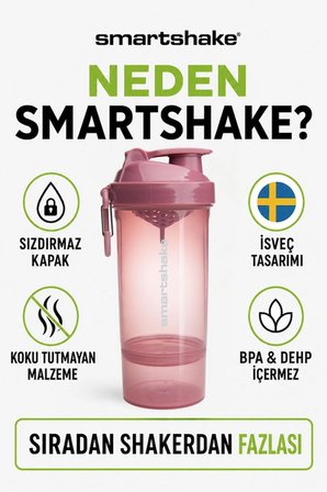 Smartshake Original2Go One Serisi 800 ml Deep Rose Pembe Protein Shaker