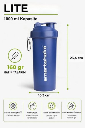 Smartshake Lite Serisi 1000 ml Navy Mavi Protein Shaker