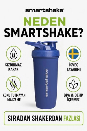Smartshake Reforce Paslanmaz Çelik Serisi 900 ml Navy Mavi Protein Shaker
