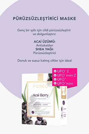 FOREO UFO™ Acai Berry Pürüzsüzleştirici 6'lı Aktif Maske