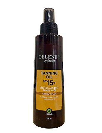 Celenes Herbal Tanning Oil Spf 15+ Bronzlaştırıcı Güneş Yağı 200 ml