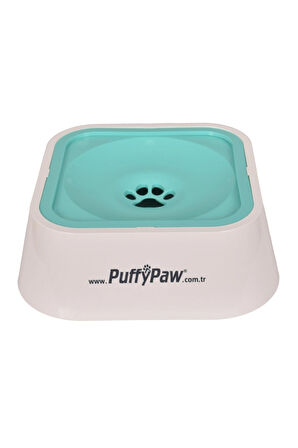 Puffy Paw Yeni Nesil Kedi & Köpekler için Sıçramaya Karşı Korunan Su Kabı Yeşil