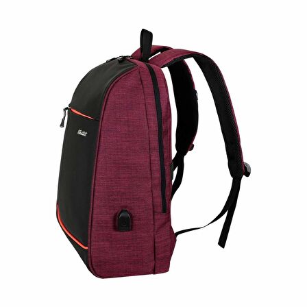 Waddell Bordo Smart Bag Gizli USB Şarj Girişli Akıllı Sırt Çantası (3050)