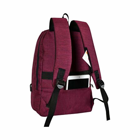 Waddell Bordo Smart Bag Gizli USB Şarj Girişli Akıllı Sırt Çantası (3050)