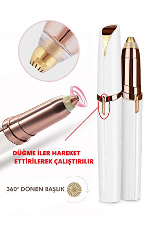 Kalem Tipi Taşınabilir İnce Uçlu Yüz Için Tüy Alıcı Kaş Bıyık Epilasyon Aleti (Pil Dahildir)