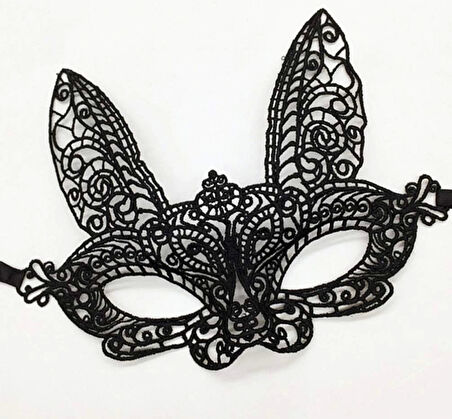 Siyah Dantel Kesim Balo Parti Maskesi 7 No