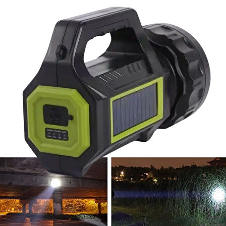 Şarjlı LED El Feneri 10W Taşınabilir Acil Durum Lambası USB Şarjlı & Yan COB Işıklı
