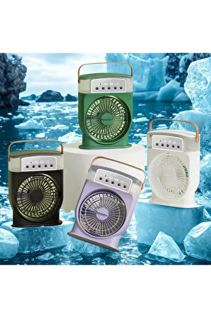 Şarjlı 600 Ml Su Hazneli Taşınabilir Masaüstü Vanilatör Güçlü Fan Ve 2000 Mah Pil Yeşil