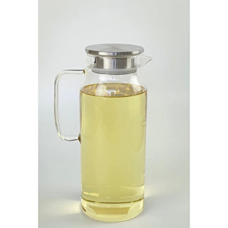 1500 ml Borosilikat Cam Su Sürahisi - Metal Kapaklı ve Isıya Dayanıklı