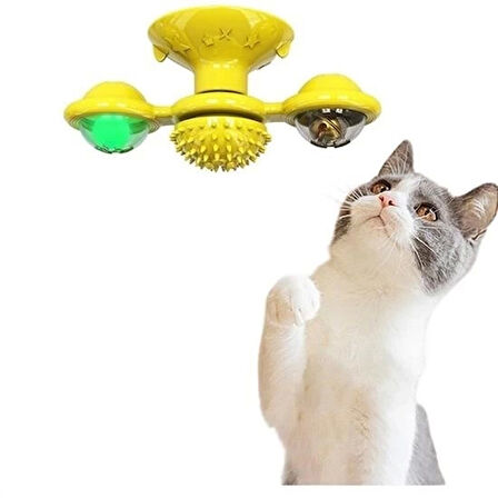 Pet Malzemeleri Vantuzlu Fırıldak Toplu Dönen Şeffaf Depo Tasarım İnteraktif Kedi Oyuncağı