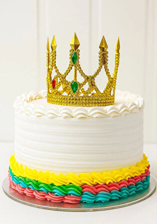 Altın Işıltılı İnce Pasta Üstü Taç Plastik