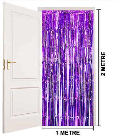 Mor Ekstra Metalize Saçaklı Arka Fon Perde