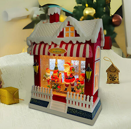 Yılbaşı Temalı Işıklı Müzikli Kar Küresi Ev Tasarımlı