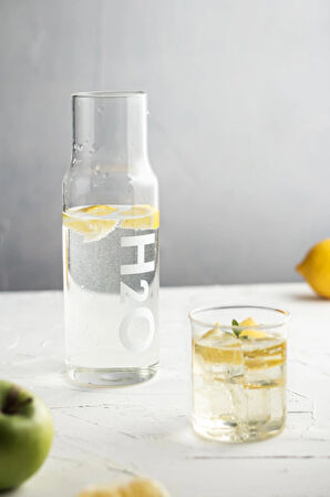 Borosilikat Cam Beyaz Başucu Sürahisi & Cam Sürahi * 600 ml