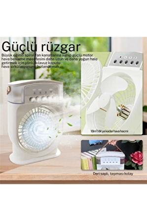 Şarjlı 600 Ml Su Hazneli Taşınabilir Masaüstü Vanilatör Güçlü Fan Ve 2000 Mah Pil Siyah