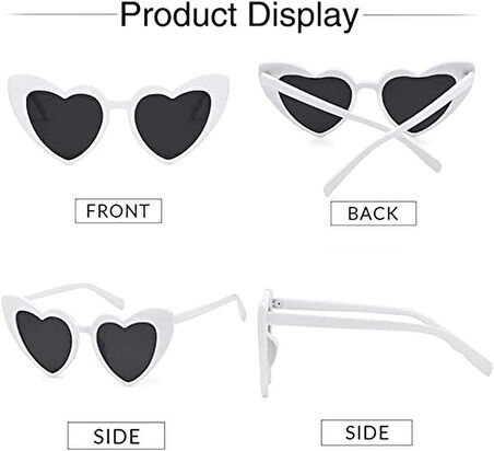 Beyaz Renk Kalp Şekilli Parti Gözlüğü