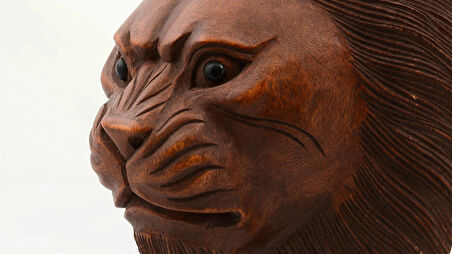 Maun Ağacı El Yapımı Dekoratif Aslan Büstü