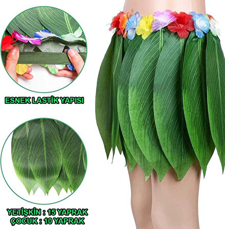 Tropikal Esintili Hawaii Yapraklı Parti Eteği Yetişkin Boy
