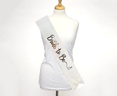 Beyaz Gümüş Bride To Be Yazılı Kuşak Kemer