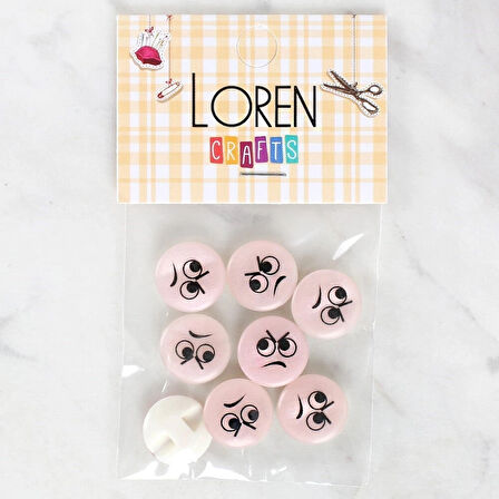 Loren Crafts 8'li Kızgın Yüz Düğme - 1021