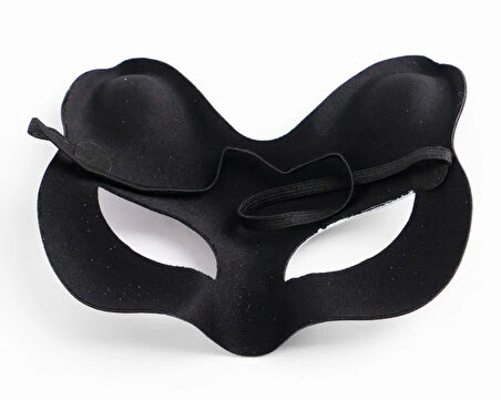 Siyah Süet Mavi Kırmızı Simli Kedi Maskesi