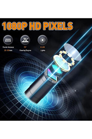 Monitörlü Çift Kameralı 10 Mt Sert Kablo Yılan Endoskop Kamera 8 Mm 4.3 Inc